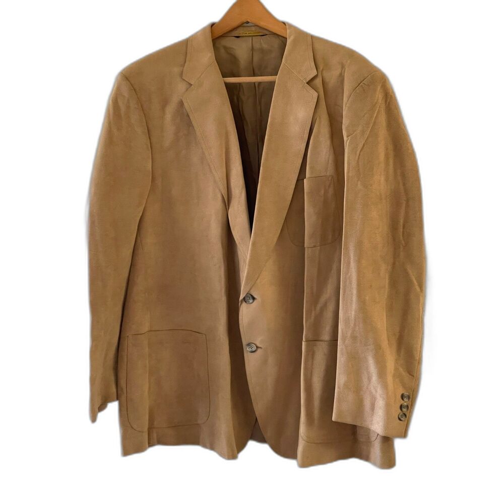Vintage Pembrook For Woolf Brothers Suede Leather Camel Tan Jacket Blazer SIZE L